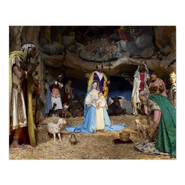 Antique Christmas Nativity Scene Poster (Front)