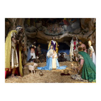 Antique Christmas Nativity Scene Poster