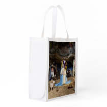 Antique Christmas Nativity Scene Reusable Grocery Bag
