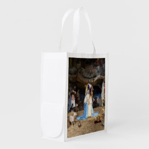 Antique Christmas Nativity Scene Reusable Grocery Bag