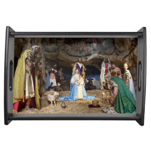 Antique Christmas Nativity Scene Serving Tray