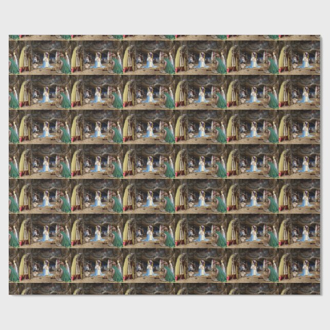 Antique Christmas Nativity Scene Wrapping Paper (Flat)