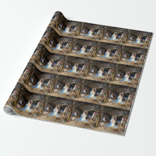 Antique Christmas Nativity Scene Wrapping Paper