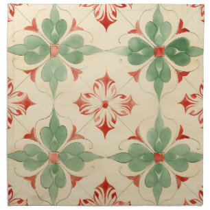 Antique Christmas Tile Cloth Napkin