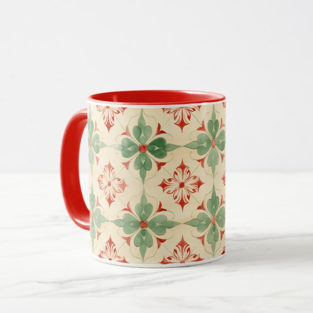 Antique Christmas Tile Mug (Front Left)