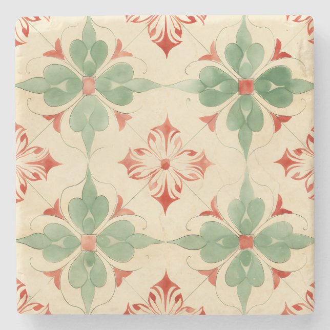 Antique Christmas Tile Stone Coaster (Front)