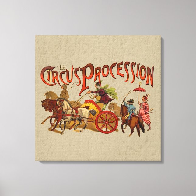 Antique Circus Parade Clowns Horses Canvas Print (Front)