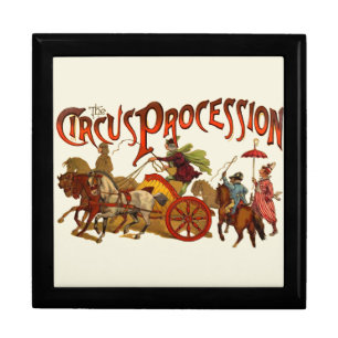 Antique Circus Parade Clowns Horses Gift Box