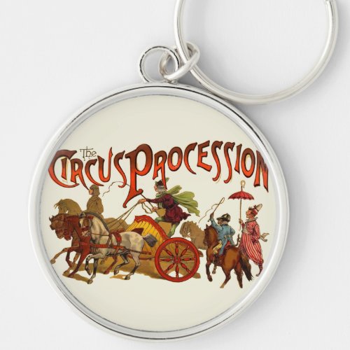 Antique Circus Parade Clowns Horses Keychain