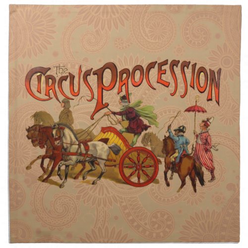 Antique Circus Parade Clowns Horses Napkin