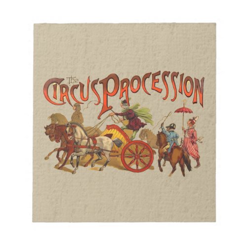 Antique Circus Parade Clowns Horses Notepad