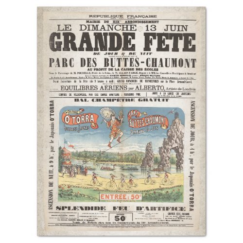 ANTIQUE CIRCUS POSTER FRENCH TYPOGRAPHY TISSUE PAPER