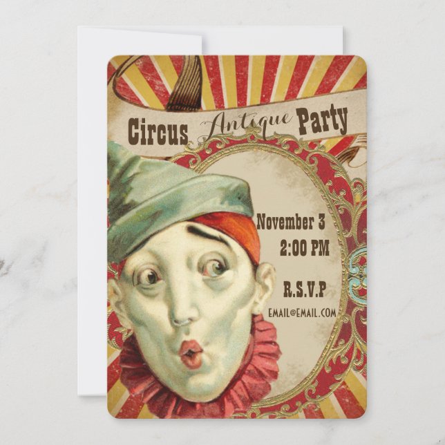 Antique Circus Theme Party Invitation (Front)