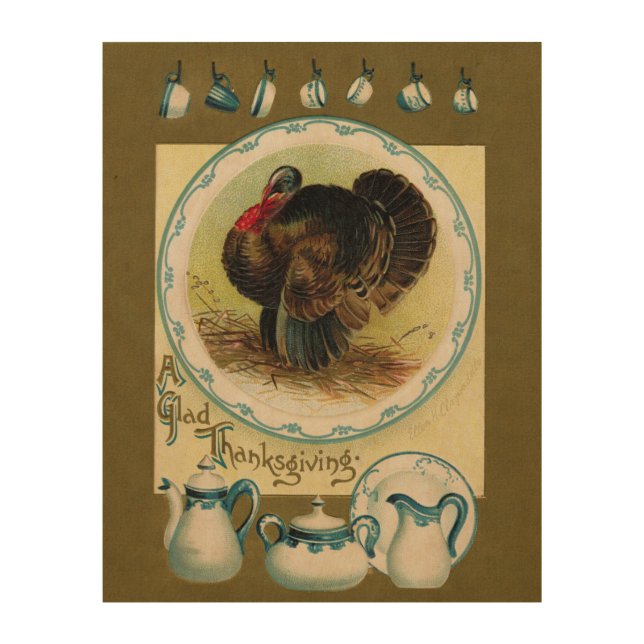 Antique Clapsaddle Thanksgiving Fall Wall Art (Front)