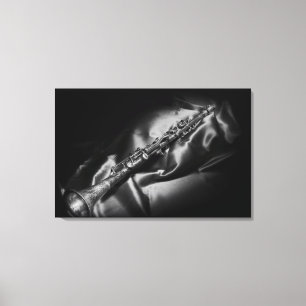 Antique clarinet still life, B&W Canvas Print