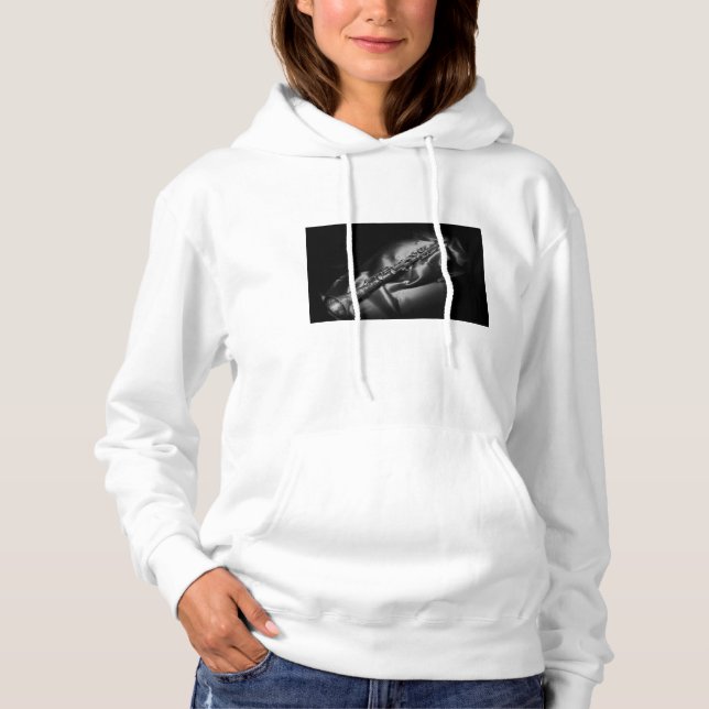 Antique clarinet still life, B&W Hoodie (Front)