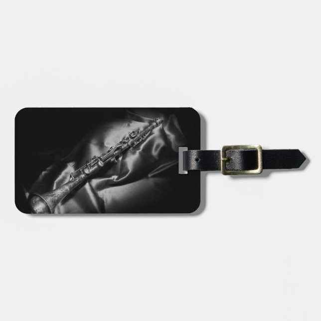 Antique clarinet still life, B&W Luggage Tag (Front Horizontal)