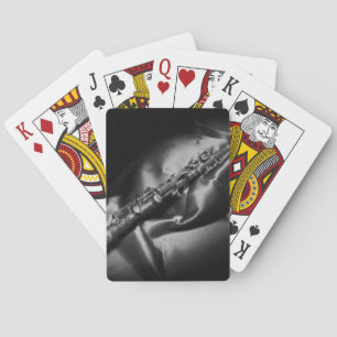 Antique clarinet still life, B&W Poker Cards