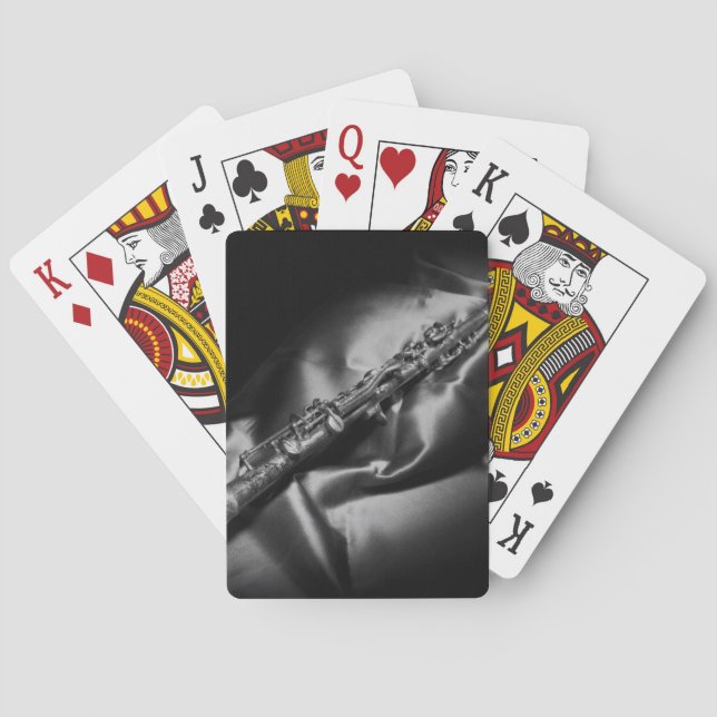 Antique clarinet still life, B&W Poker Cards (Back)