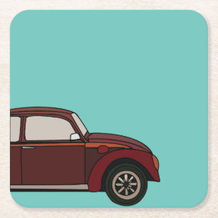 Antique Classic Car Square Paper Coaster