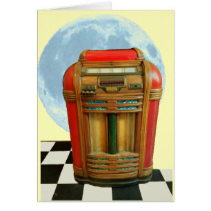 Antique Classic Jukebox with Blue Full Moon Cards