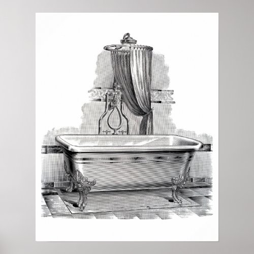 Antique Claw Feet Bathtub with Shower Poster
