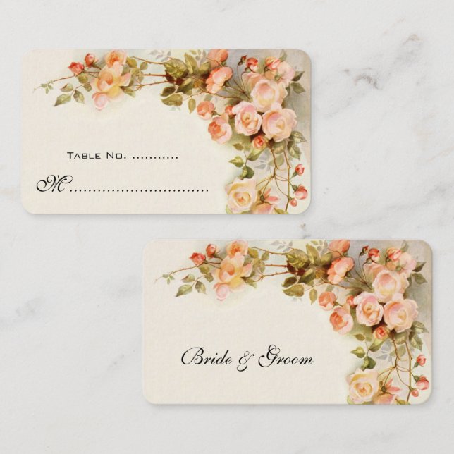 Antique Climbing Roses, Wedding Table Number Place Card (Front/Back)