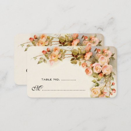 Antique Climbing Roses, Wedding Table Number Place Card