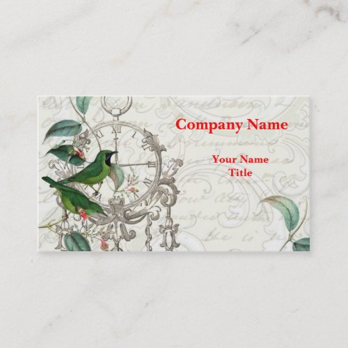 Antique Clock and Birds Business Card