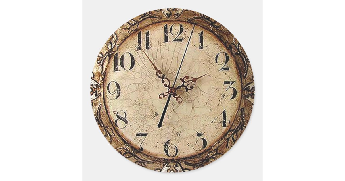 Antique Clock Classic Round Sticker | Zazzle