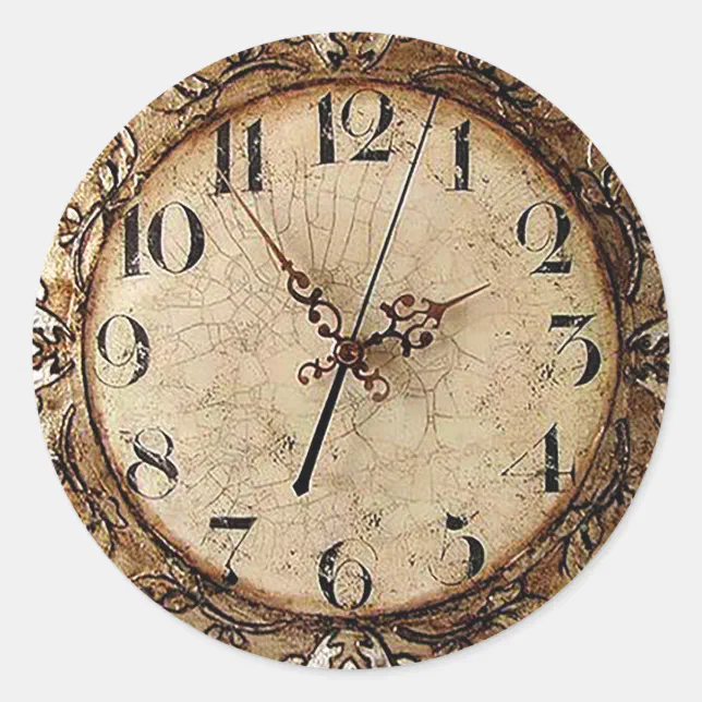 Antique Clock Classic Round Sticker | Zazzle