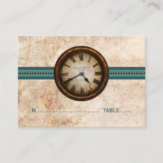 Antique Clock Place Card, Teal Place Card