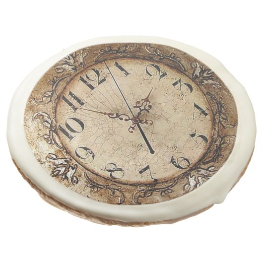 Antique Clock Sugar Cookie (Angled)