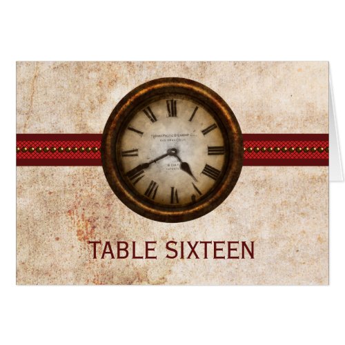 Antique Clock Table Number Card Red