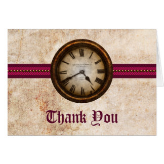 Antique Clock Thank You Card, Fuchsia