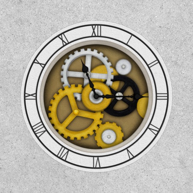 Antique Clockface with Gears Steampunk Patch (Front)