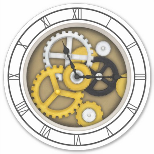 Antique Clockface with Trompe Loeil Gears Decal