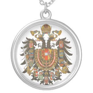 antique coats of arms medal silver plated necklace