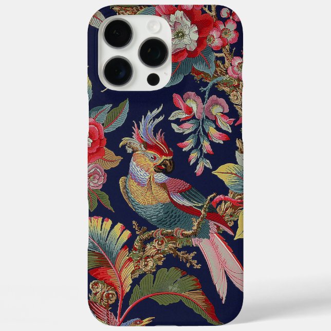 Antique Cockatoo Parrot with Flowers Case-Mate iPhone Case (Back)