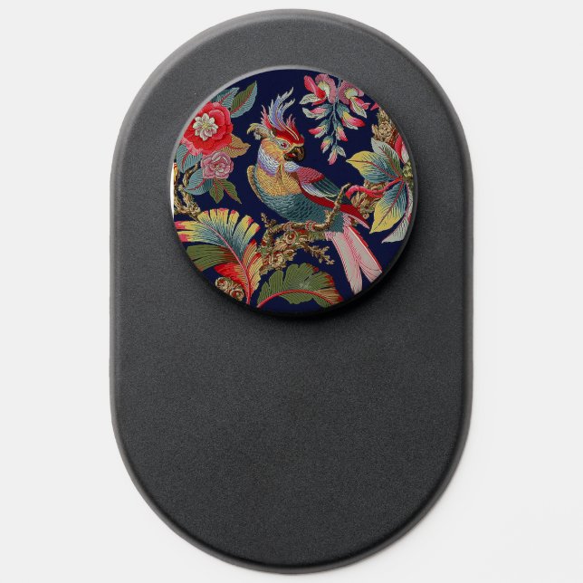 Antique Cockatoo Parrot with Flowers PopSocket (Popsocket)