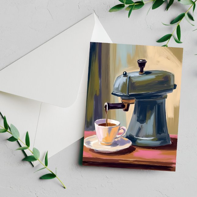Antique Coffee Machine Latte Watercolor Card (Creator Uploaded)
