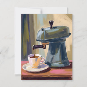 Antique Coffee Machine Latte Watercolor Thank You Card