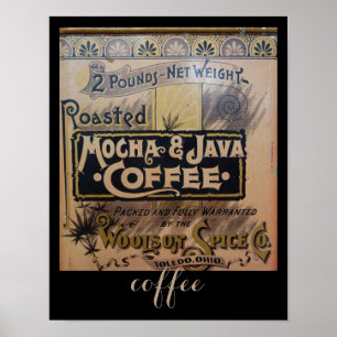 antique coffee tin poster in brown