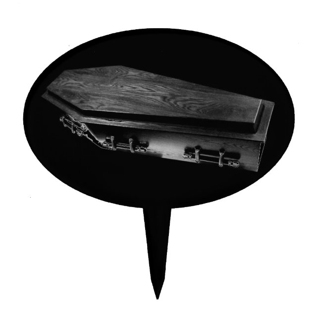 Antique Coffin Print Black Cake Topper Cakepick (Front)
