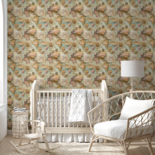 Antique collage map and coins Unique pattern Wallpaper