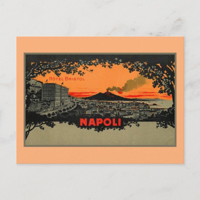 Antique color litho Hotel Bristol Naples Napoli Postcard (Front)