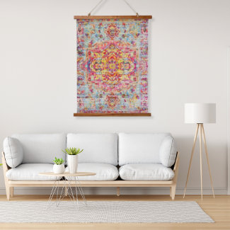 Antique Colorful Arabesque Distressed Persian Silk