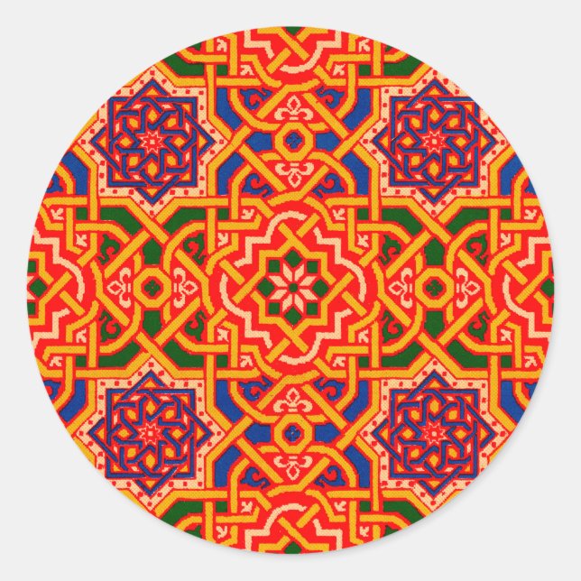 Antique Colorful Carpet Print Classic Round Sticker (Front)