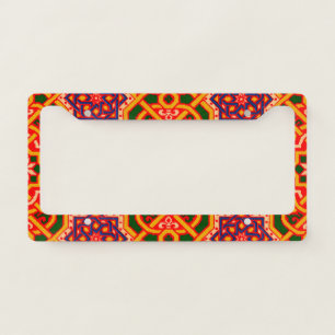 Antique Colorful Carpet Print License Plate Frame