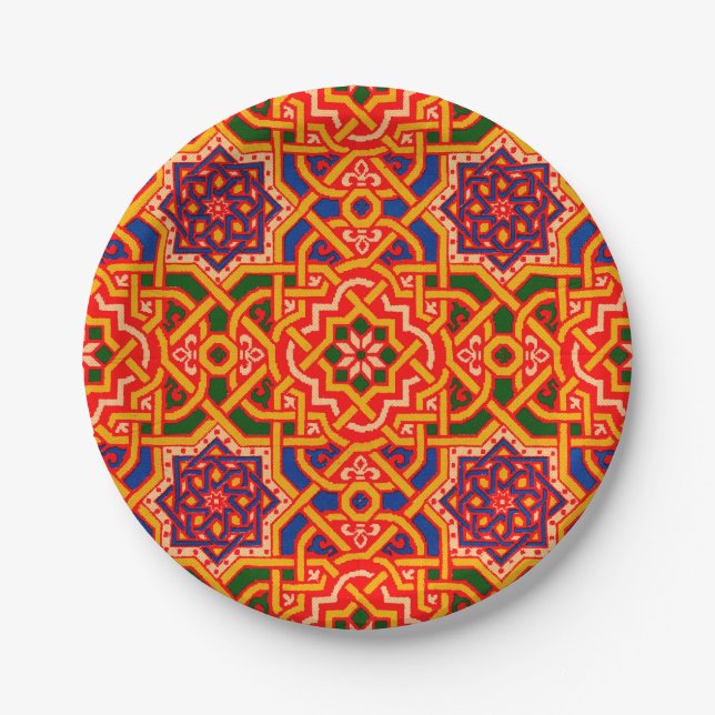 Antique Colorful Carpet Print Paper Plates (Front)